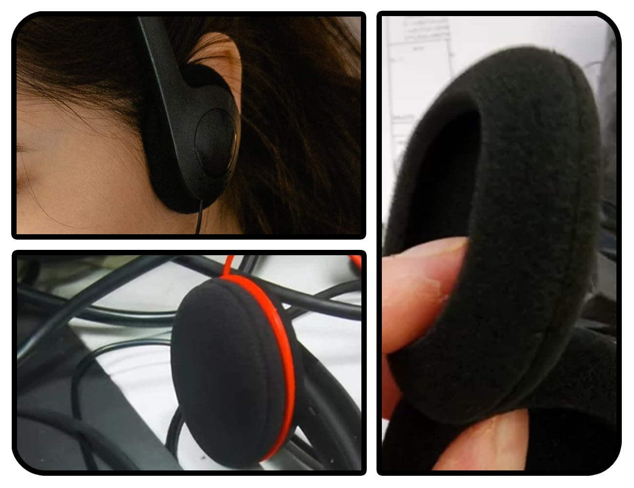KAPSING 6 Pezzi Cuscinetti Auricolari in Schiuma di Ricambio Neri 55 mm per Cuffie Audio