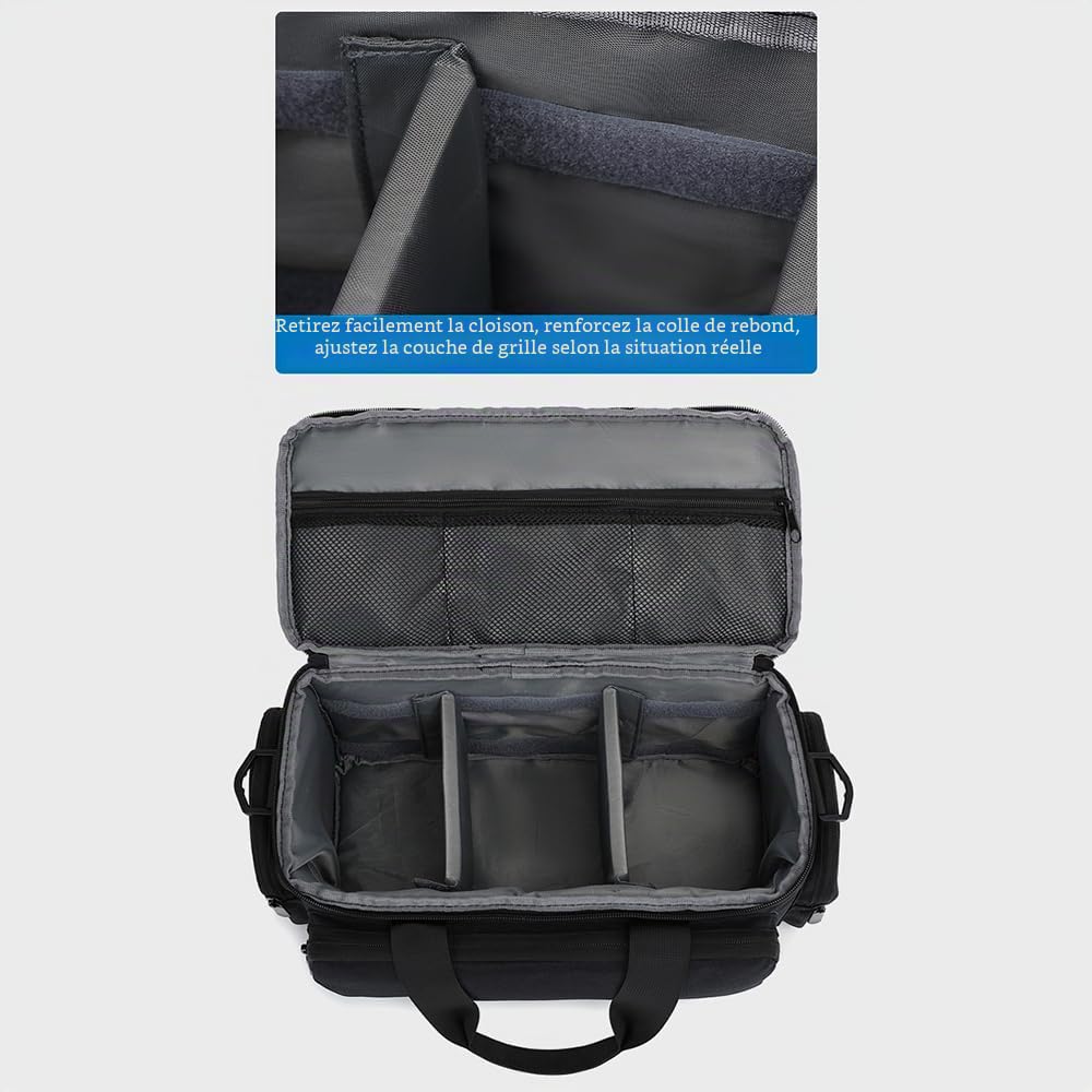 Andoer Sacoche pour appareil photo, sac à bandoulière pour appareil photo de voyage, sacoche pour appareil photo reflex imperméable et résistant aux chocs avec cloisons amovibles et bandoulière