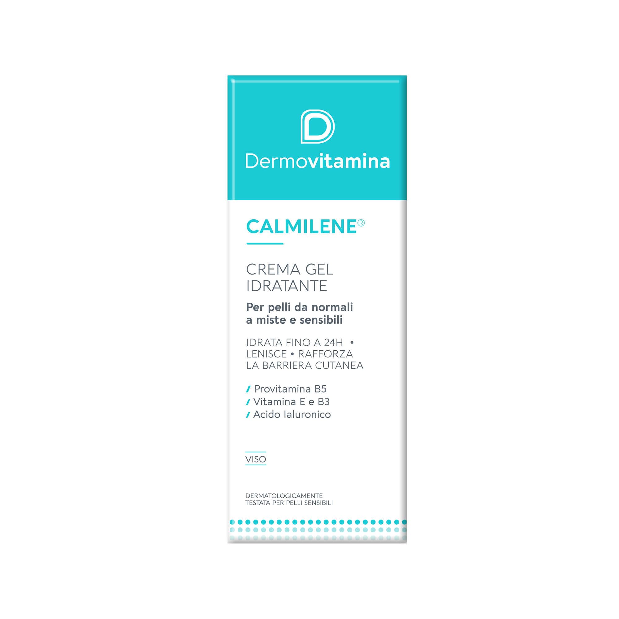 Dermovitamina Calmilene Crema Gel Idratante - Crema Idratante Viso - Con Acido Ialuronico Antirughe - Idrata fino a 24h - Crema Viso Donna - Crema Viso Uomo - 40 ML