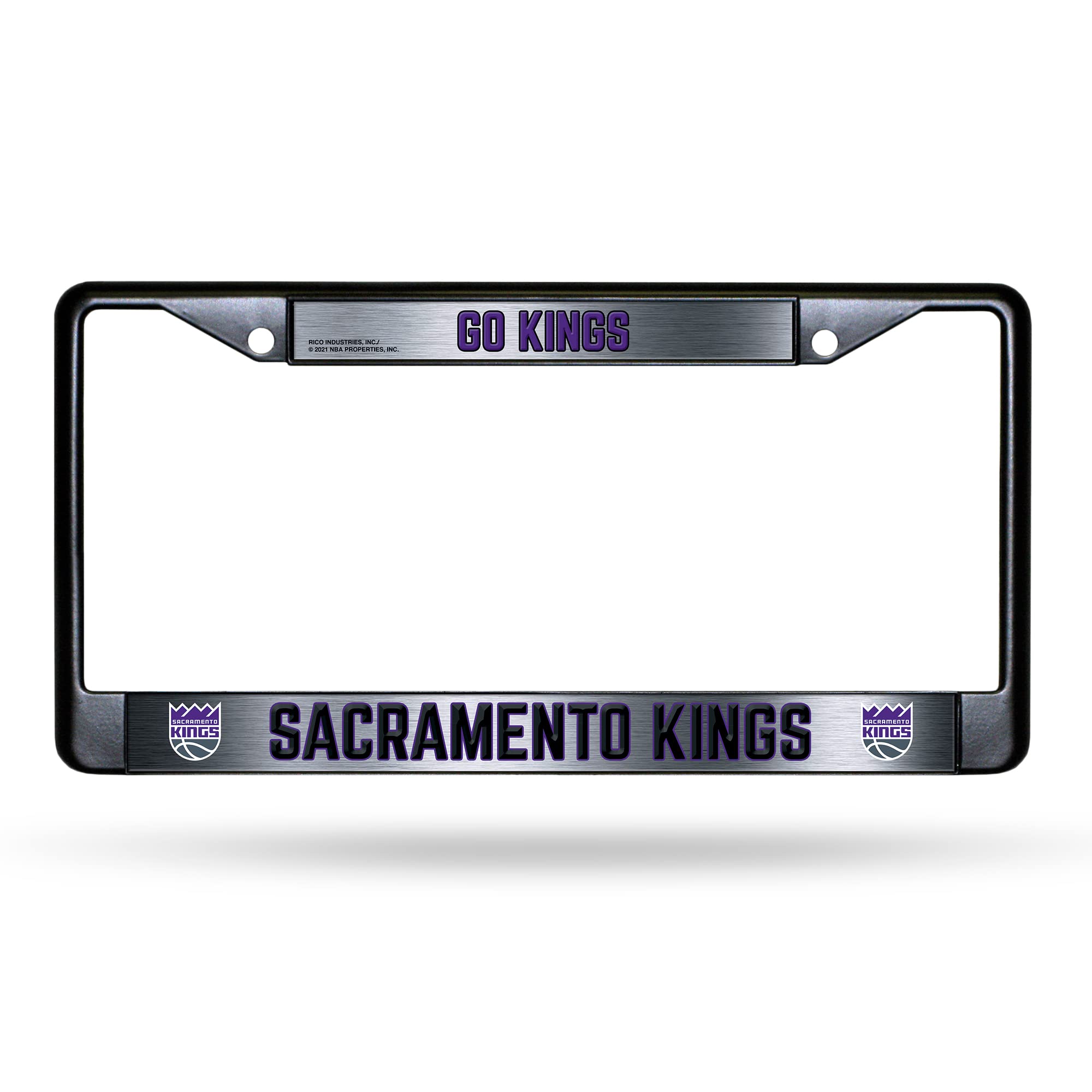 Sacramento Kings Premium Black Long Lasting Zinc Alloy NBA License Plate Frame – 2 Screw Tag Holder with Highlighted Team Pride and Team Cheer -