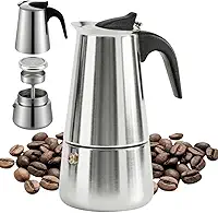 Cafeteira Expresso Italiana 450ml Premium, Aço Inox, 9 Xícaras De Café e Chá, Prática, Rápida e Moderna, Aroma Intenso no Fogão, Design Clássico em Inox, Presente para Amantes de Café, Para Viagens