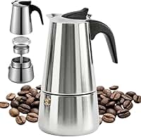 Cafeteira Expresso Italiana 450ml Premium, Aço Inox, 9 Xícaras De Café e Chá, Prática, Rápida e Moderna, Aroma Intenso no Fogão, Design Clássico em Inox, Presente para Amantes de Café, Para Viagens