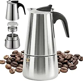 Cafeteira Expresso Italiana 450ml Premium, Aço Inox, 9 Xícaras De Café e Chá, Prática, Rápida e Moderna, Aroma Intenso no Fogão, Design Clássico em Inox, Presente para Amantes de Café, Para Viagens