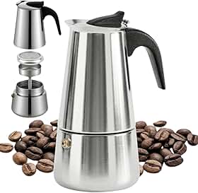 Cafeteira Expresso Italiana 450ml Premium, Aço Inox, 9 Xícaras De Café e Chá, Prática, Rápida e Moderna, Aroma Intenso no Fogão, Design Clássico em Inox, Presente para Amantes de Café, Para Viagens
