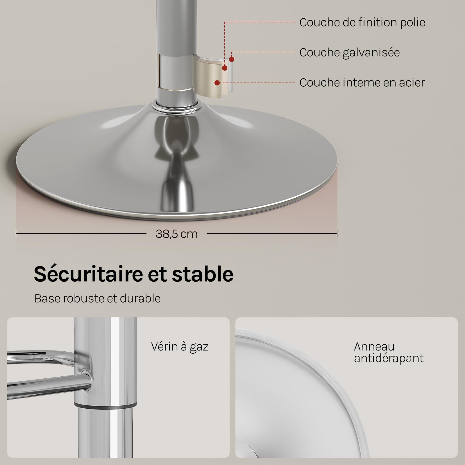 WOLTU Tabourets de Bar Lot de 2, Réglable en Hauteur, PU, Blanc | Chaise Haute Cuisine avec Repose-Pieds, Pivotant à 360°, Tabouret pour Bar, Cuisine Salon, Métal