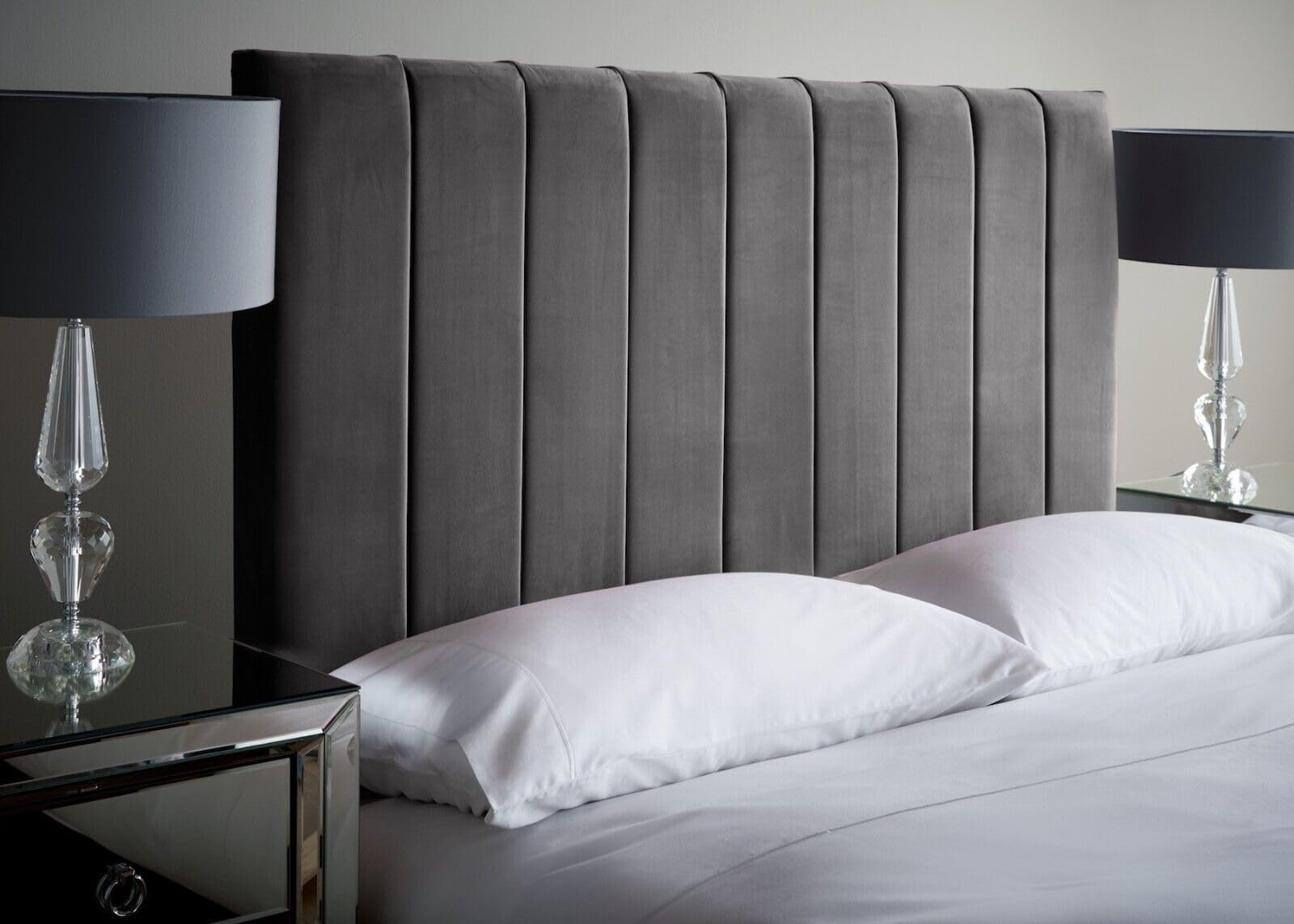 SANA SLEEP Luxurious Velvet Queen Headboard, Milan Floor Standing Fabric Headboard for Bedroom Bliss 54 inch (Plush Silver, 4FT6 Double)