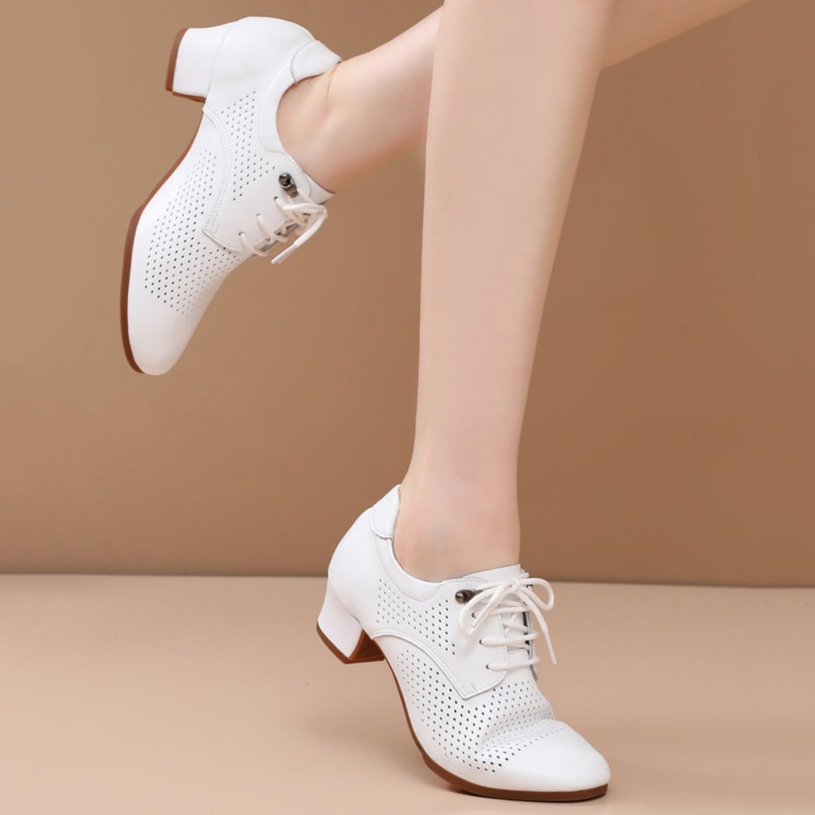 Zapatos Baile Latino Mujer Zapatos de Salsa Baile de Salón Y Tango con Cordones Transpirables para Practicar Y Bailar