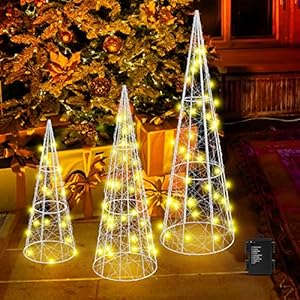 Led Pyramide Lichterkegel, 3 Stück Led Pyramide Weihnachten, LED Weihnachten Lichter, Weihnachten Deko, Beleuchtung für…