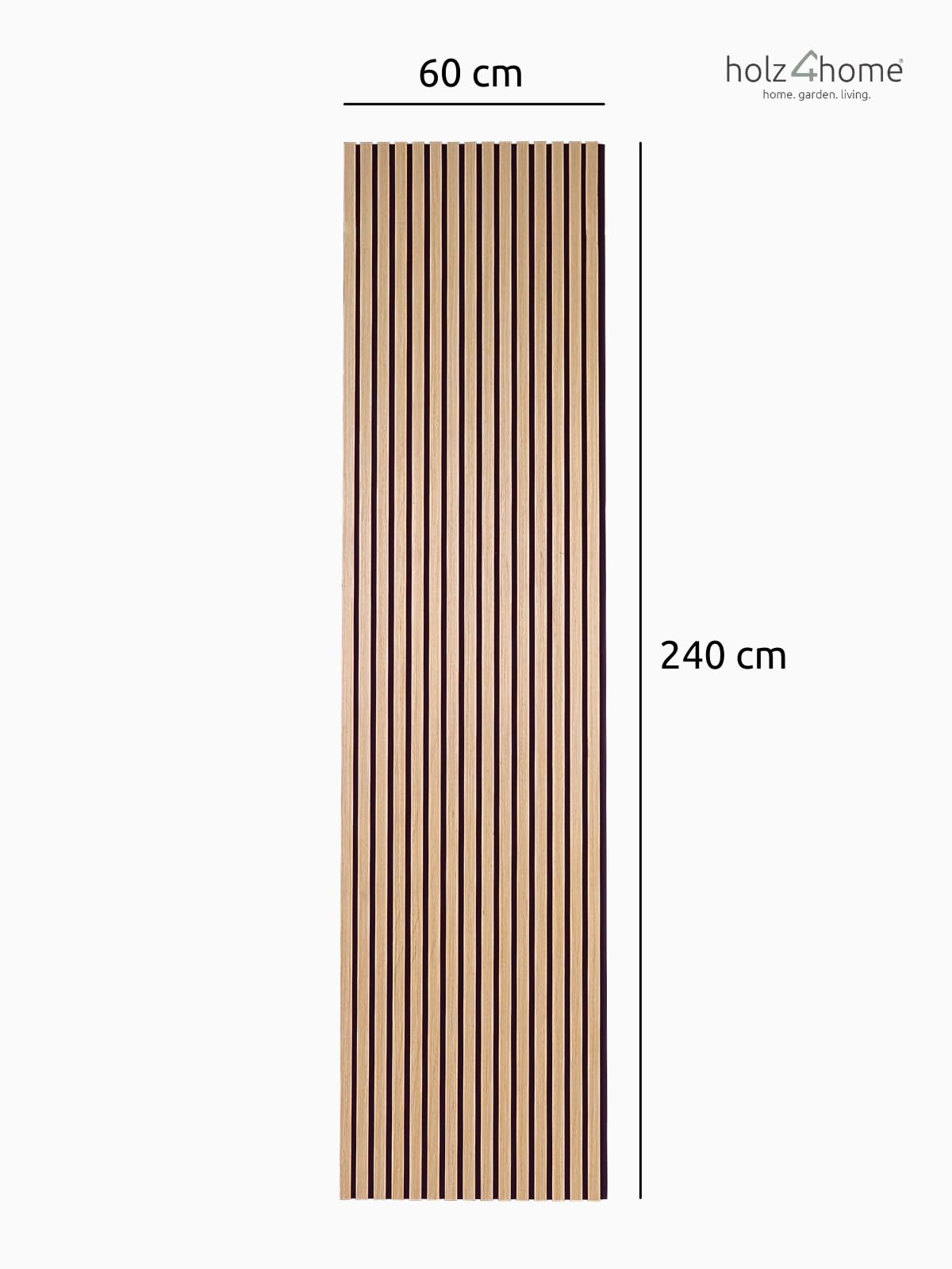 holz4home® 2er Set Akustikpaneele Holz 240x60 cm Eiche I Wandpaneele Innenverkleidung Wandpaneele in Holzoptik I Lamellenwand 3D Holzverkleidung Paneel Holzpaneele
