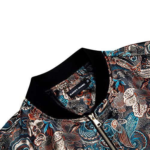 Barry.wang Mens Tailored Windbreaker Jacket Floral Paisley Coat Classic Streetwear For Wedding Party Prom Outwear Zipper Varsity Jackets #TOP6