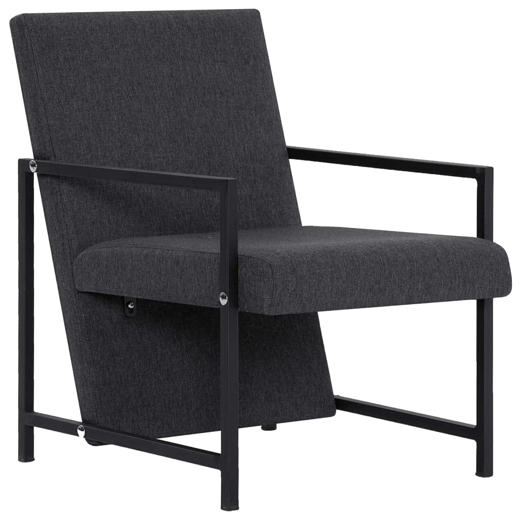 VidaXL Poltrona Design Cubo Moderna In Tessuto Grigio Scuro – Robusta E Confortevole Con Struttura In Legno