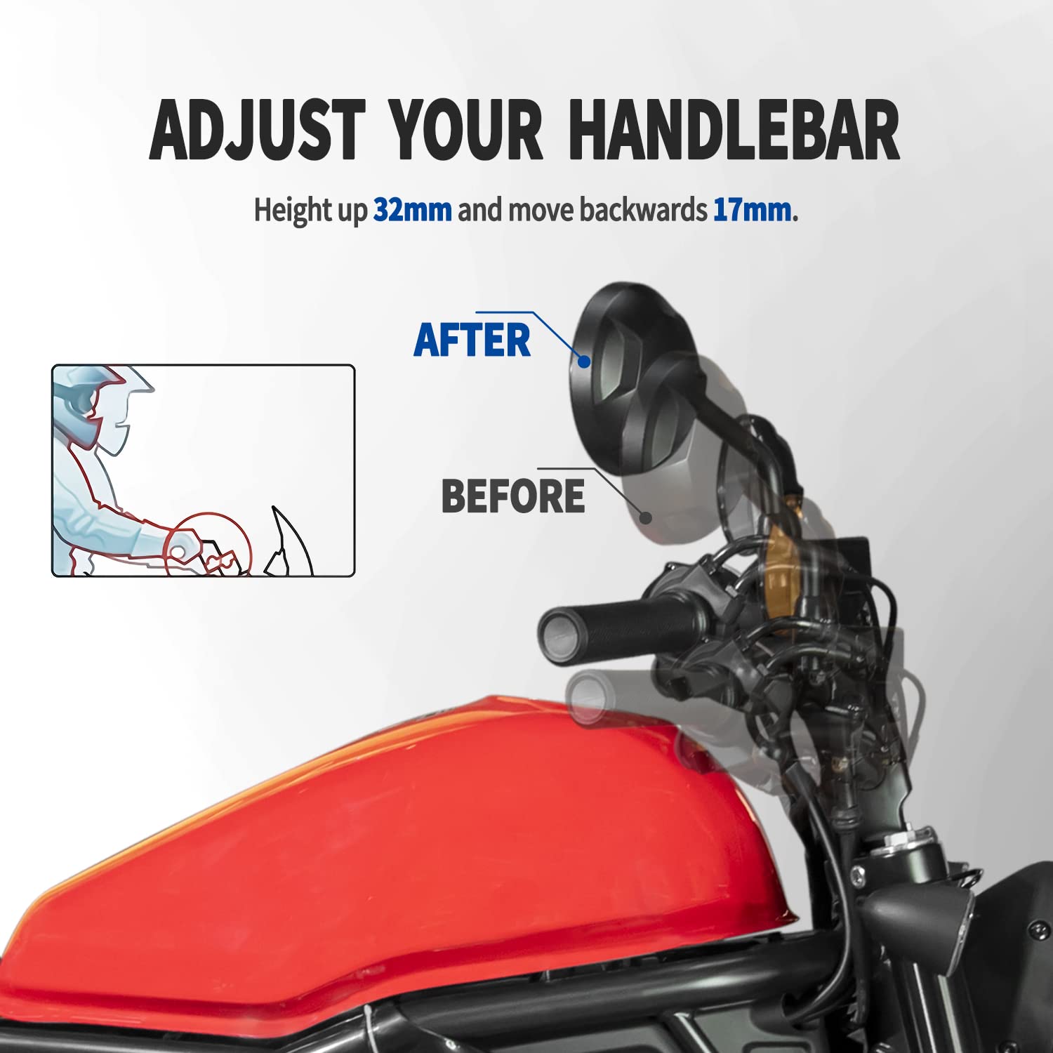 Pince De Montage Pour Rehausseur Guidon Honda Rebel 500/300/1100 2017-2021 - Alliage Aluminium Noir - Paire