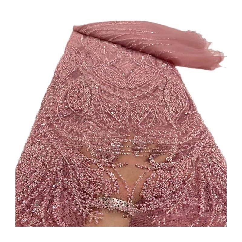 Dentelle à paillettes rose pour créer votre robe de mariée sur mesure