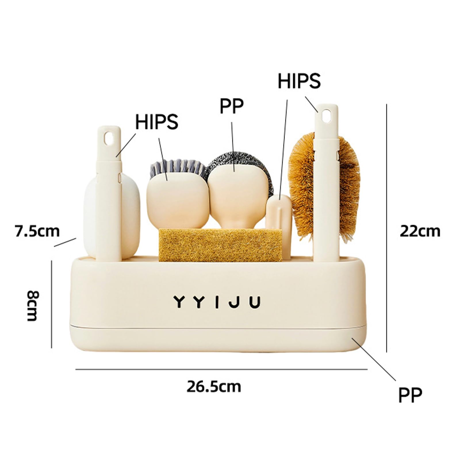 Juego de cepillos de cocina con soporte, base de almacenamiento, esponja y juego de estropajo para fregadero, estufa, utensilios de cocina, encimera, cepillo de baño, fregadero, fregadero