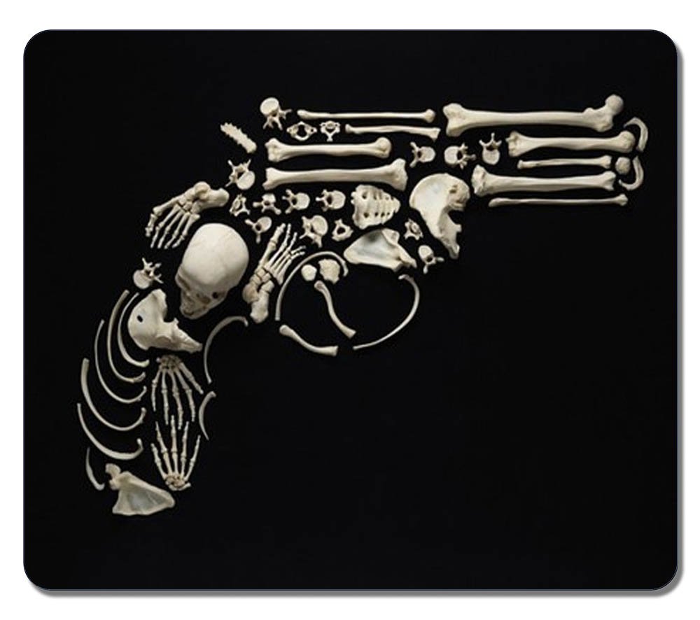 Large Mouse Mat 12 87x11 02x0 15 IN - Gaming Mouse Pad - Personalized Skull Gun Natural Eco