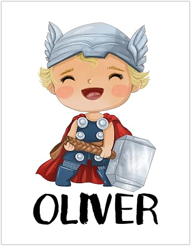 Miniatura 2 de Personalized Baby Thor Boy Watercolor Superhero Nursery Unframed Print