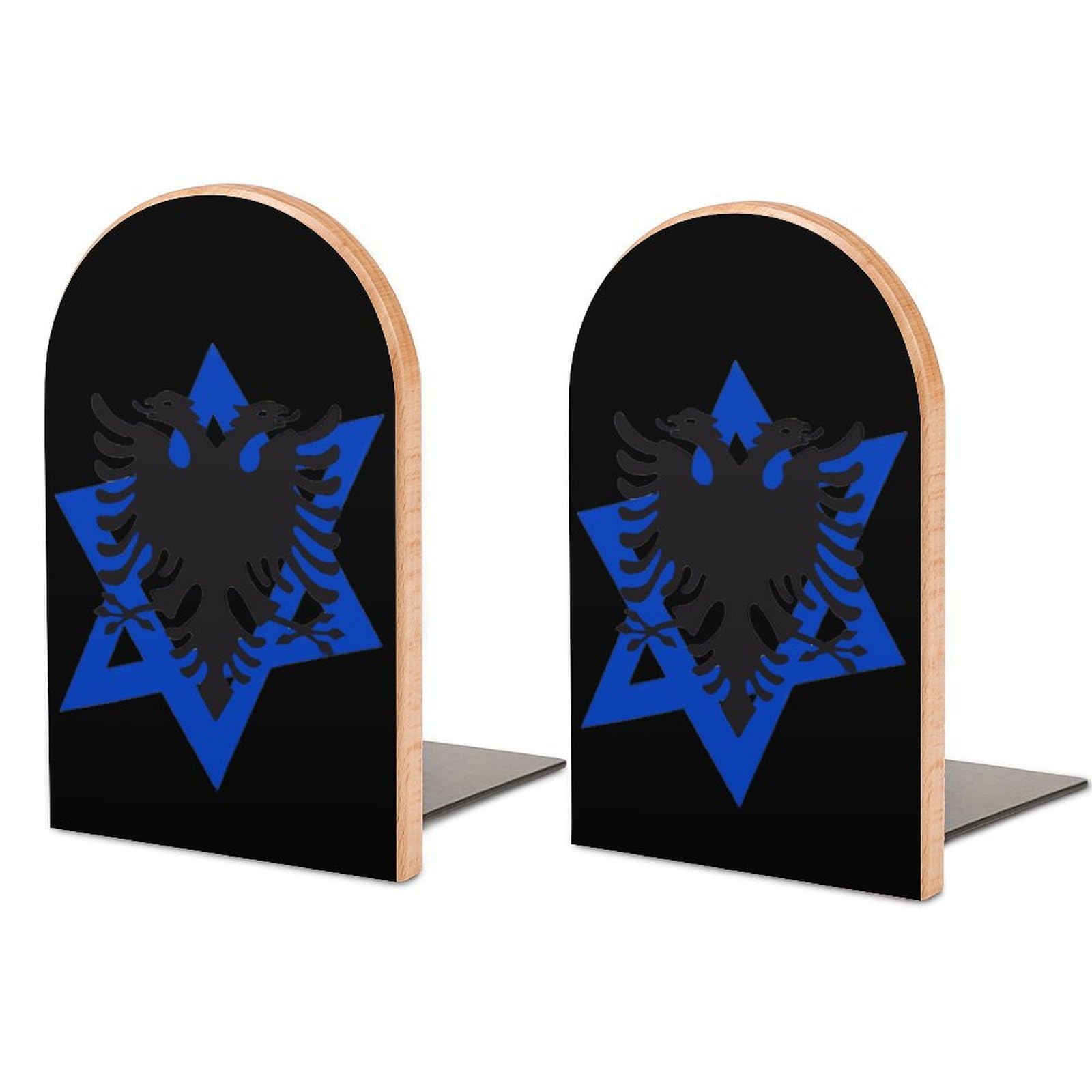 Albanian Greatness Flag Israel Symbol Book Ends for Shelves Bookends Bookshelf Holder Stand Books Stopper Home Office Decor