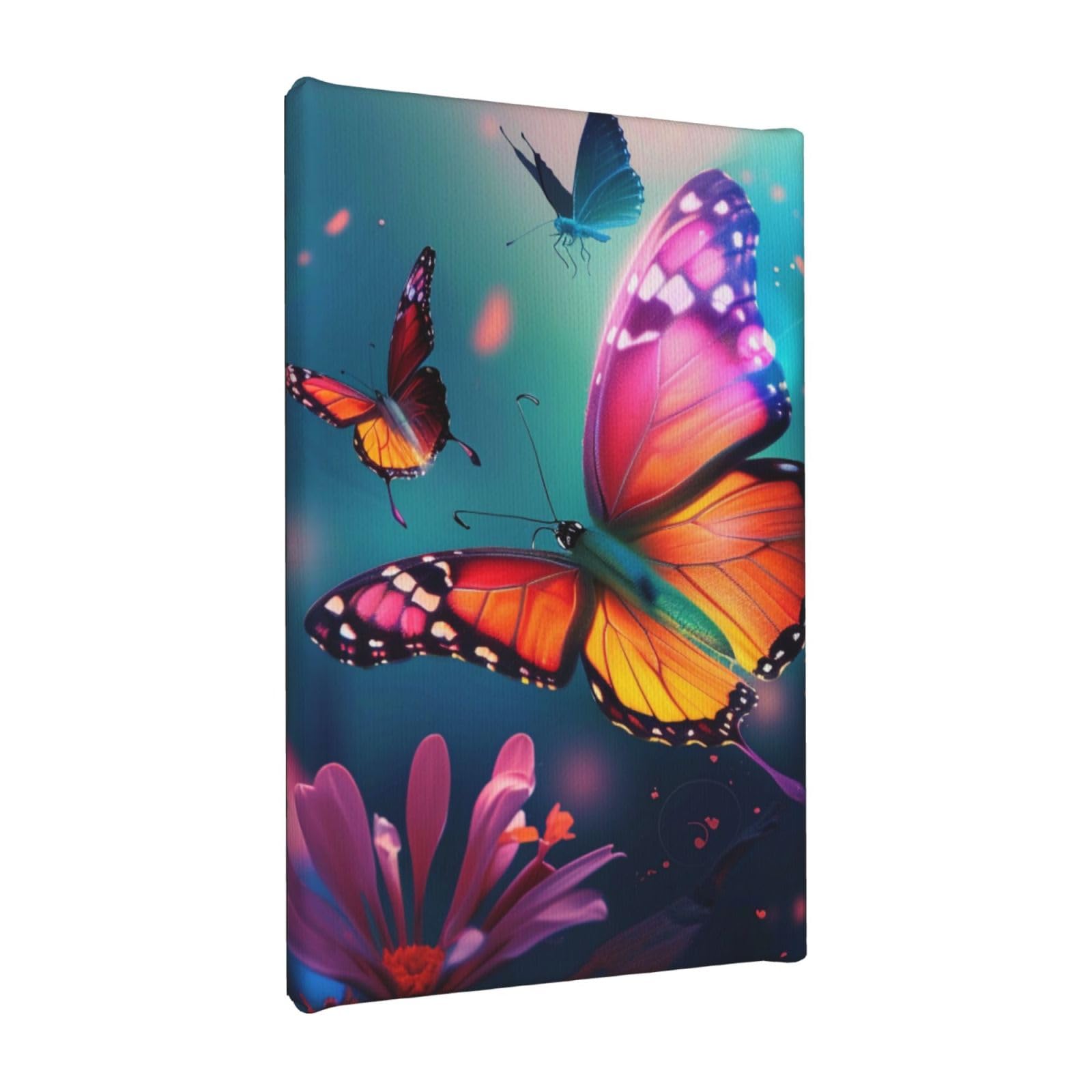 YKLJG Beautiful butterfly Printed Wall Art Canvas Painting 20x30 CM Wooden Framed Picture Painting Artwork Prints for Bedroom Kitchen Home Office Decor