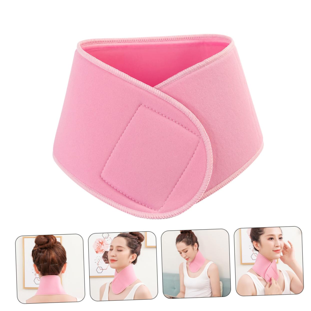 SOLUSTRE 4piezas Almohadilla De Gel Hidratante Para Cuello Reafirmante Antienvejecimiento Cuidado Práctico Para Flácida Reutilizable Arrugas Color Rosa