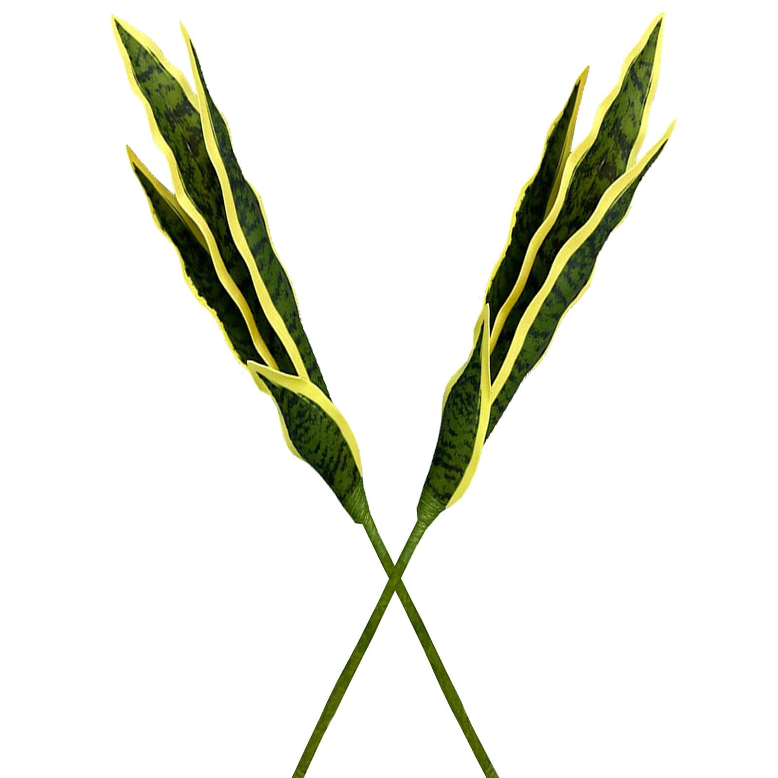YalzoneMet 2 pcs Artificial Snake Plants 25.6'' Faux Agave Real Touch Fake Greenery Artificial Foliage Plant for Outdoor Porch Home Garden Decoration