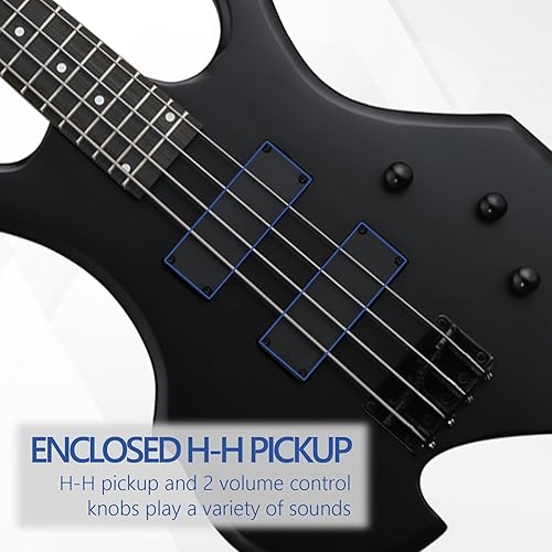 Miniatura 3 de Ktaxon Juego de bajo eléctrico estilo fuego con bolsa de bajo portátil, cable premium, correa de guitarra ajustable, herramienta de llave, plectrum