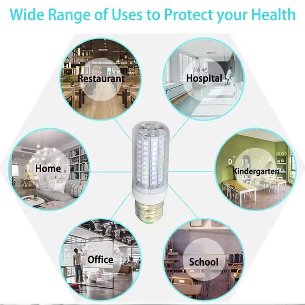 Generico Lampadina UVC da 10 W, Lampada germicida Disinfezione UV Lampade di sterilizzazione LED a Luce Ultravioletta Mais E27 110 V / 220 V per la casa dell'ufficio Scolastico,220v