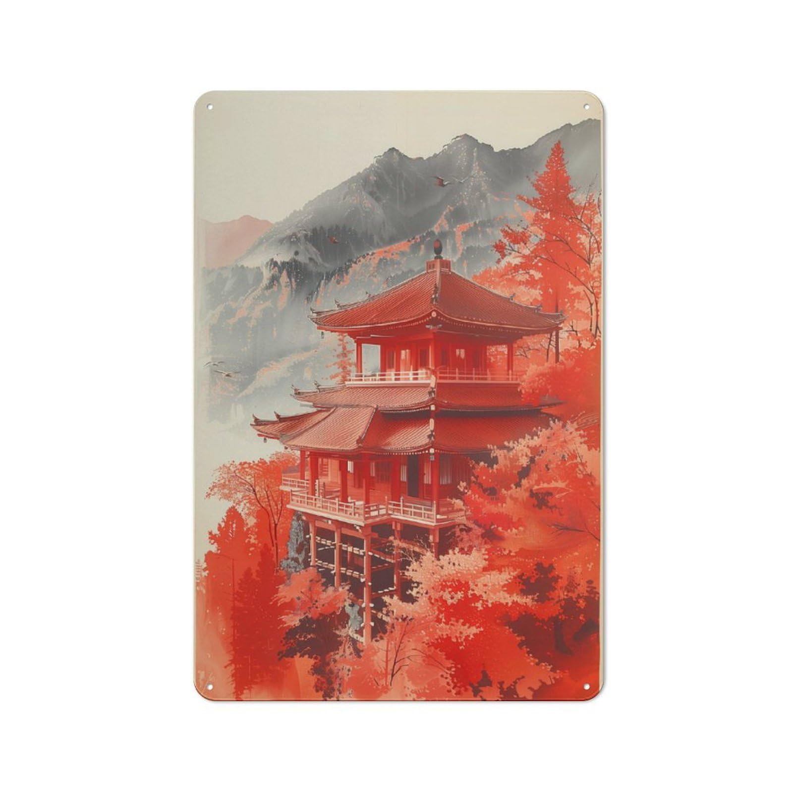 Vintage Japan Theme Poster Metal Plaque 30x20cm, Diner Style Decor for Coffee Bar, Kitchen, Bistro Or Tea Corner