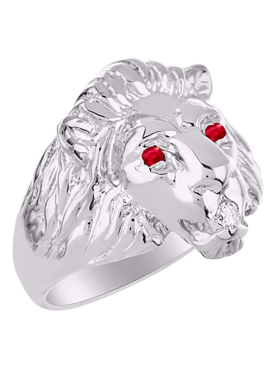 Amazing Conversation Starter Ring mit echten natürlichen Diamanten und wunderschönem Rubin-, Saphir- oder Smaragd-Löwenkopf-Ring