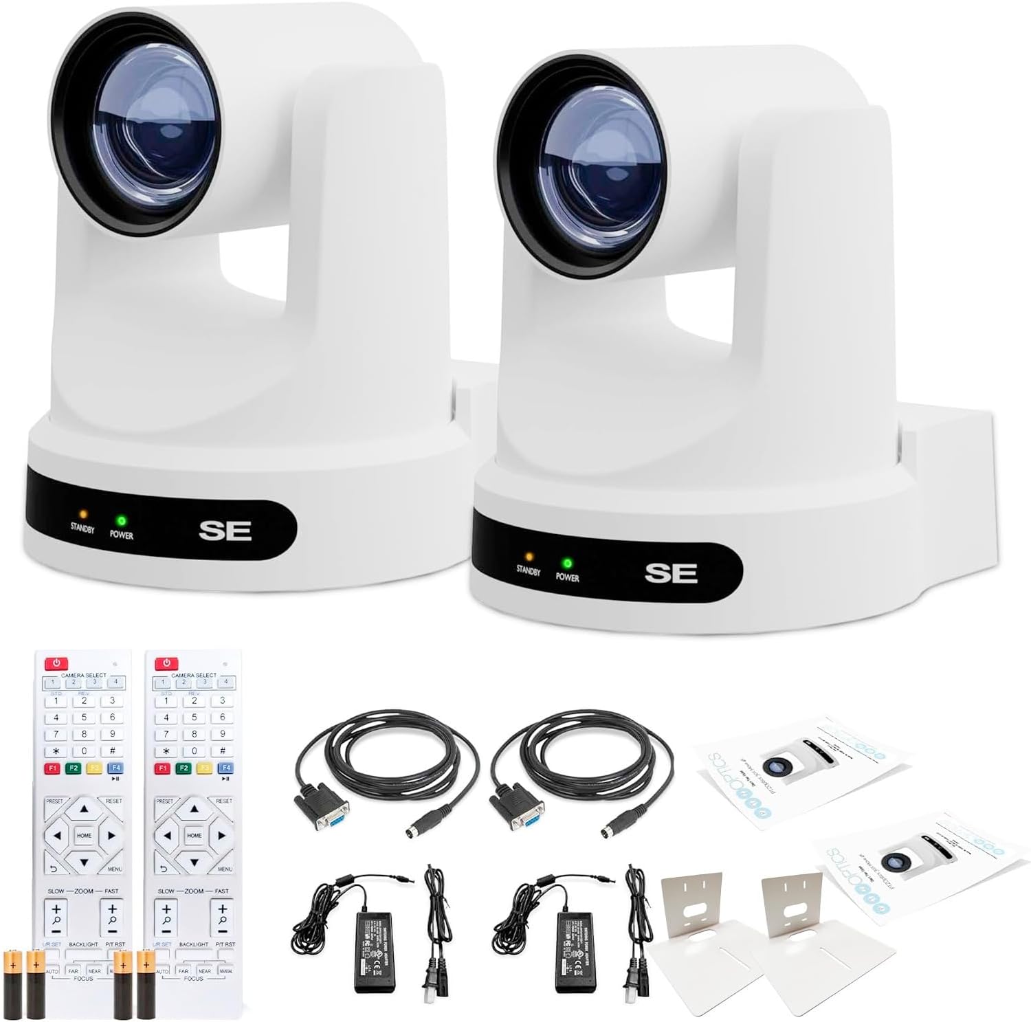 PTZOptics 2 x Move SE PTZ Camera with 30x Optical Zoom (White) (PT30X-SE-WH-G3) + 2 x Wall Mount (White)