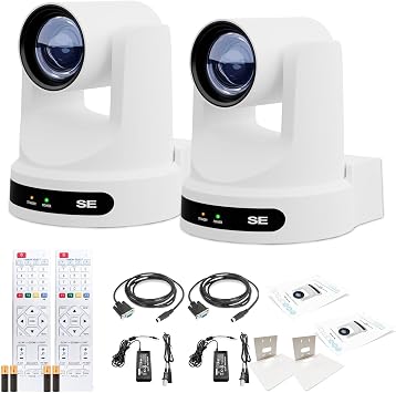 PTZOptics 2 x Move SE PTZ Camera with 30x Optical Zoom White PT30X-SE-WH-G3 + 2 x Wall Mount White