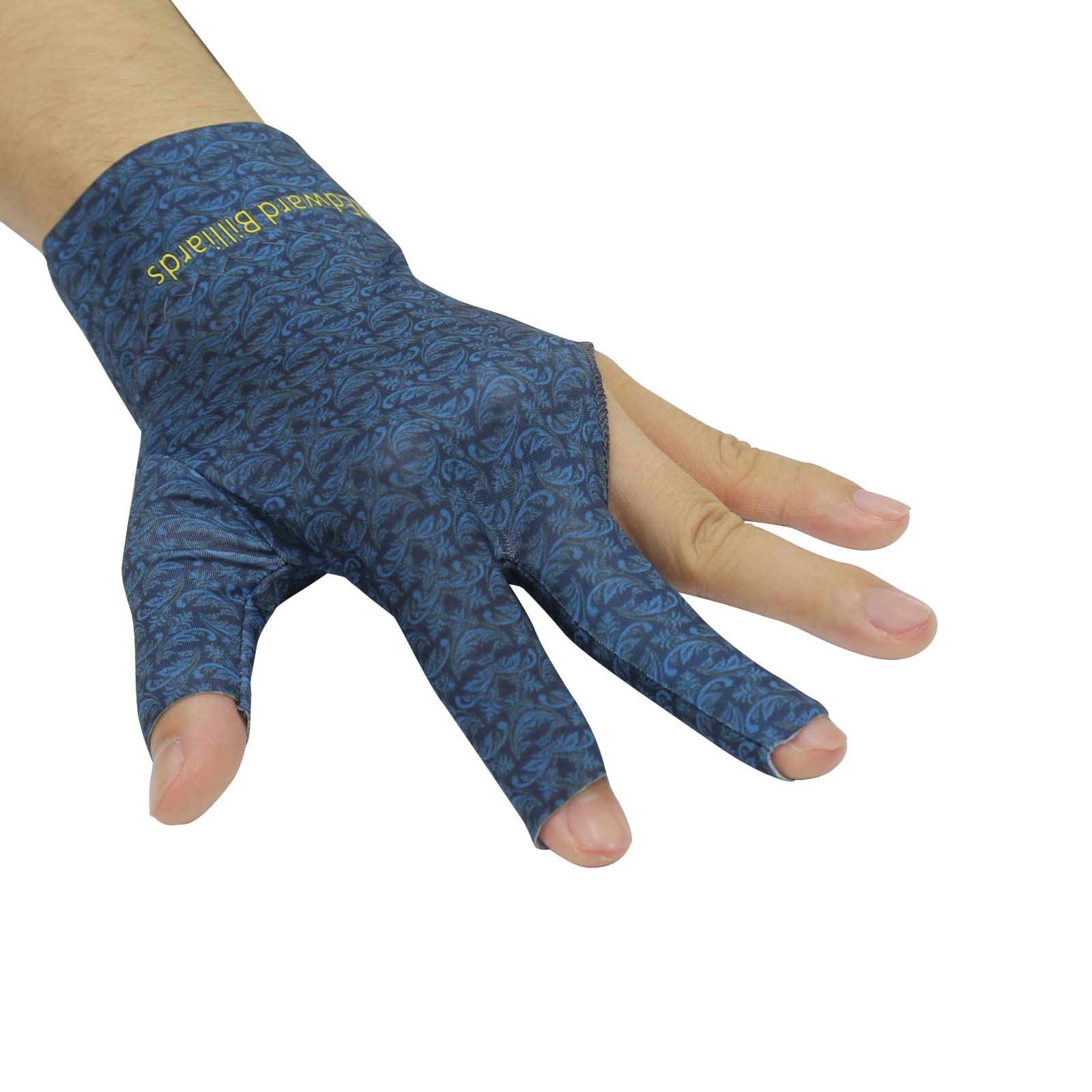 Scott Edward Billiard Gloves 10 Pack, 3 Open Fingers, Elastic Spandex Pool Cue Gloves, for Left or Right Hand, Unisex Men & Women (Blue Pattern, 10 Left Hand) — image 1