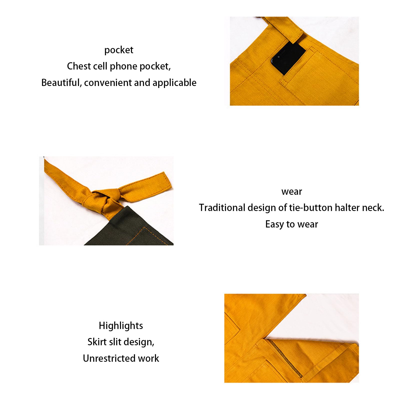 Delantal De Cocina De Lona para Hombres Y Mujeres, Estilo Halter con Bolsillos, Adecuado para Cocina, Repostería Y Restaurante,C