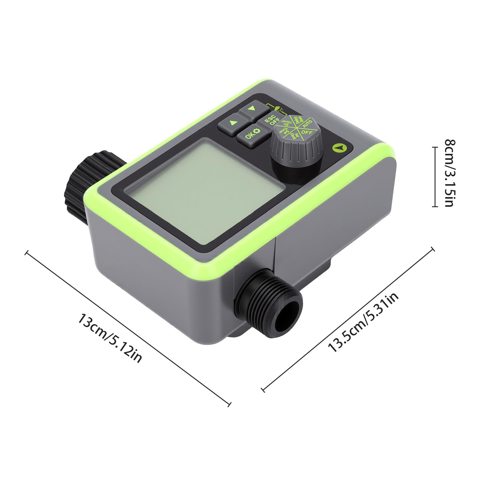 BRRNOO Programmatore di Irrigazione per Giardino con Sensore Pioggia, 8 | Controller a Canale Singolo con Override Manuale, Spegnimento Automatico per Irrigazione a Goccia, Portata 500-1700 L/h, in