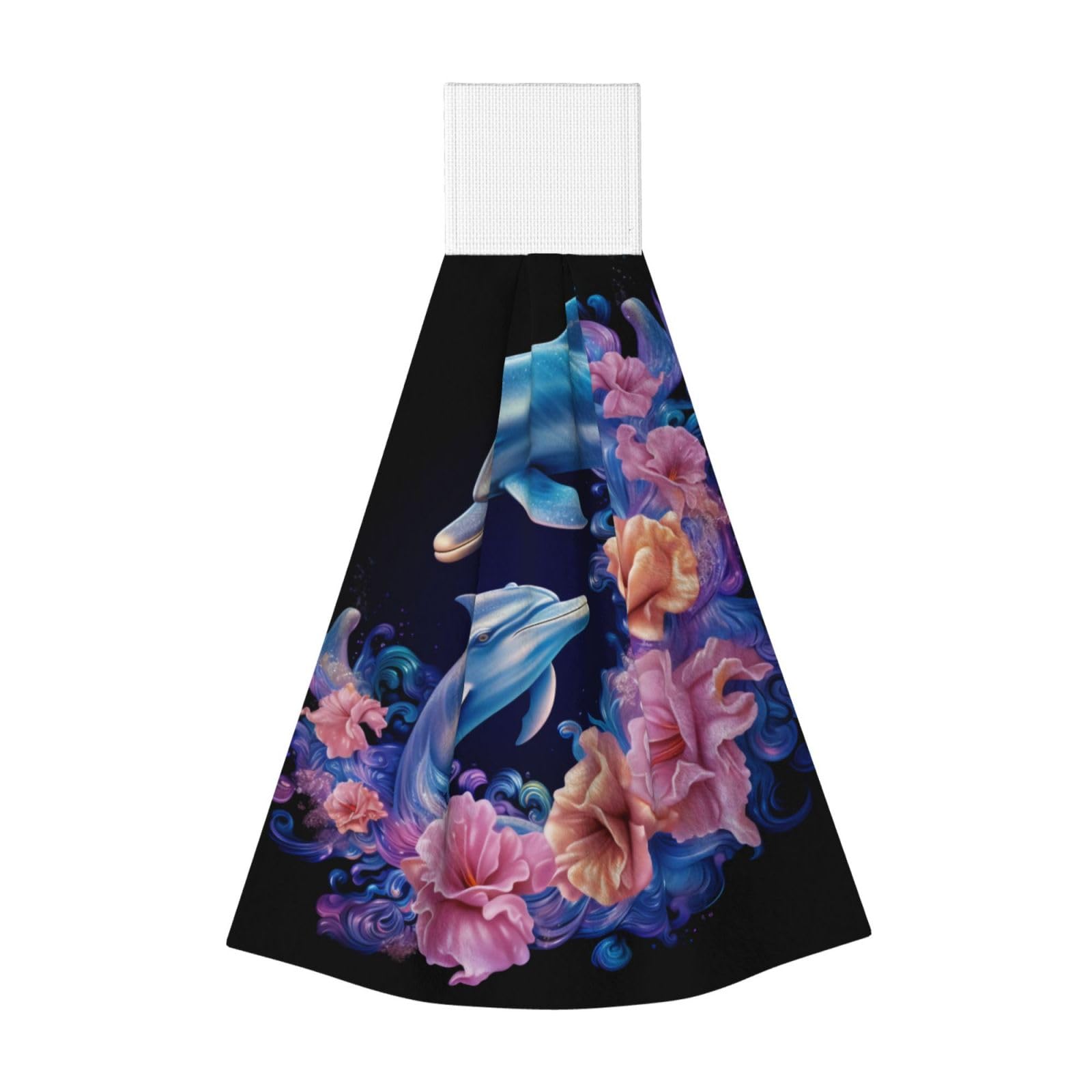 ZQYTGFDC Blue dolphins and pink flowers Highly Absorbent Dish Towels Soft Coral Fleece Wipe