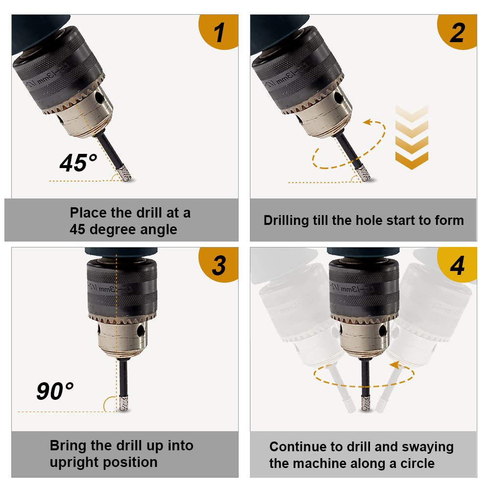 SHDIATOOL Diamant Bohrkronen mit Sechskantschaft 2 Stücke 6mm für Granit Mauerwerk Keramik Fliese