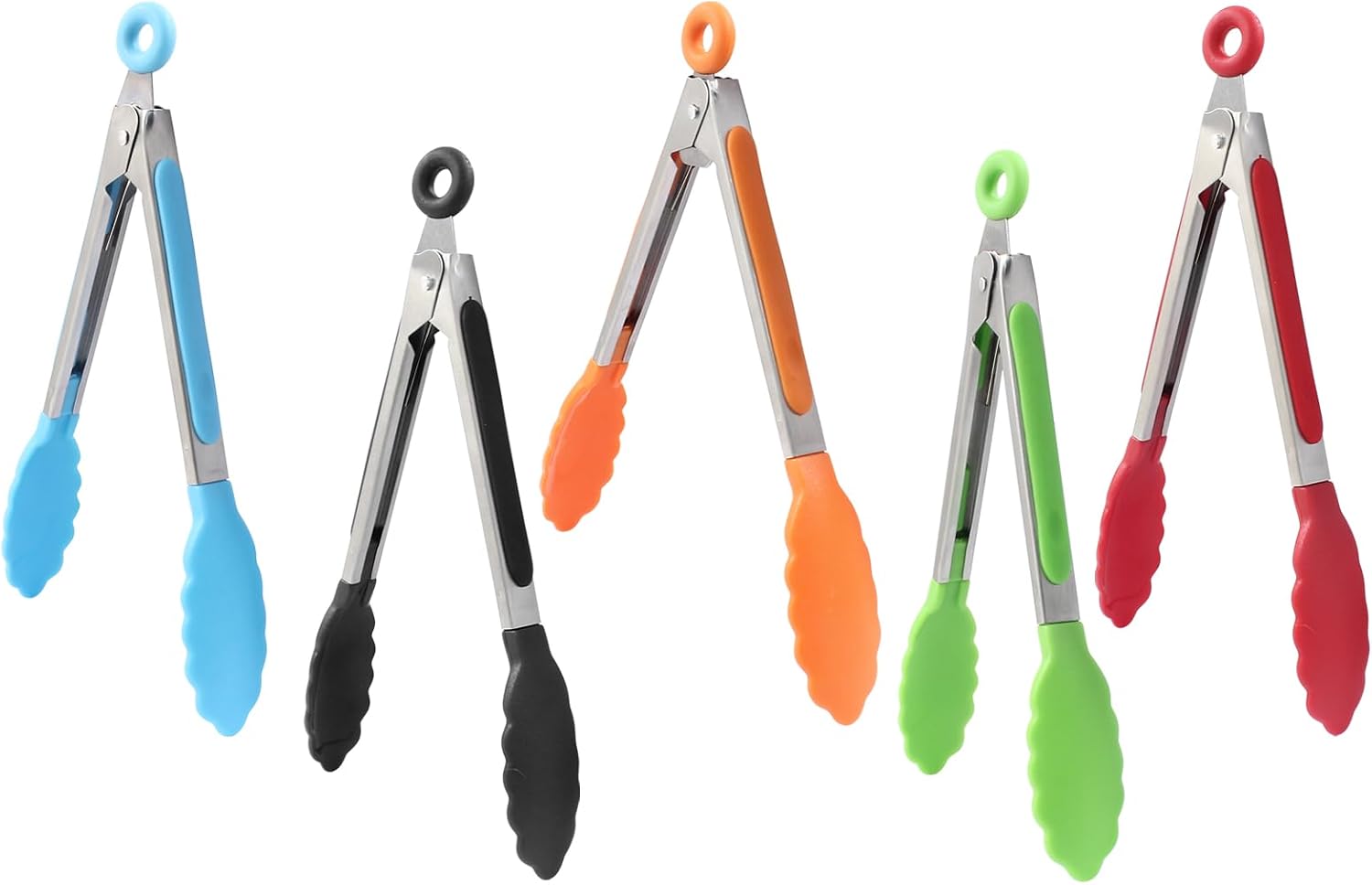 5 Pack 7" Mini Silicone Tongs Small Kitchen Tongs