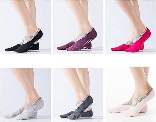 Vista 7 de Tainrunse 1 par de calcetines de yoga transpirables que absorben el sudor, multifuncionales, para yoga, pilates, barre pegajosos, calcetines
