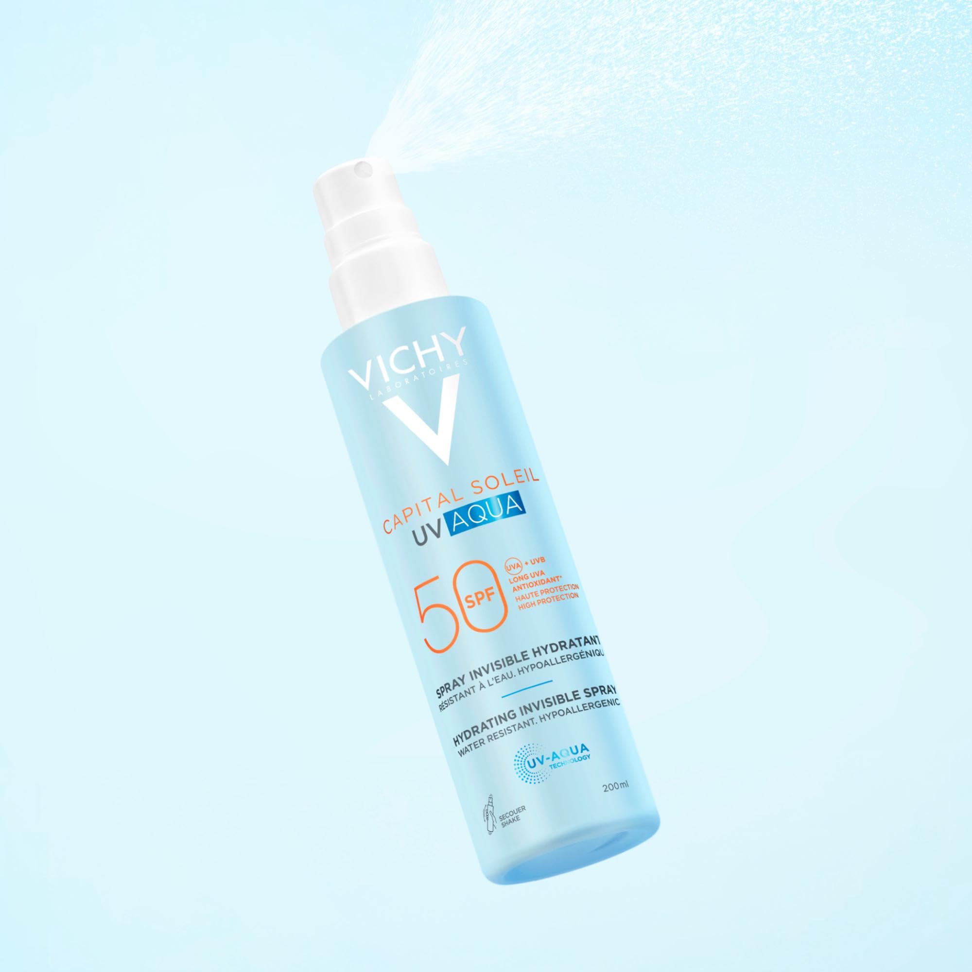 Vichy Capital Soleil UV AQUA Spray Invisible SPF50 Protection Solaire Corps 200 ml