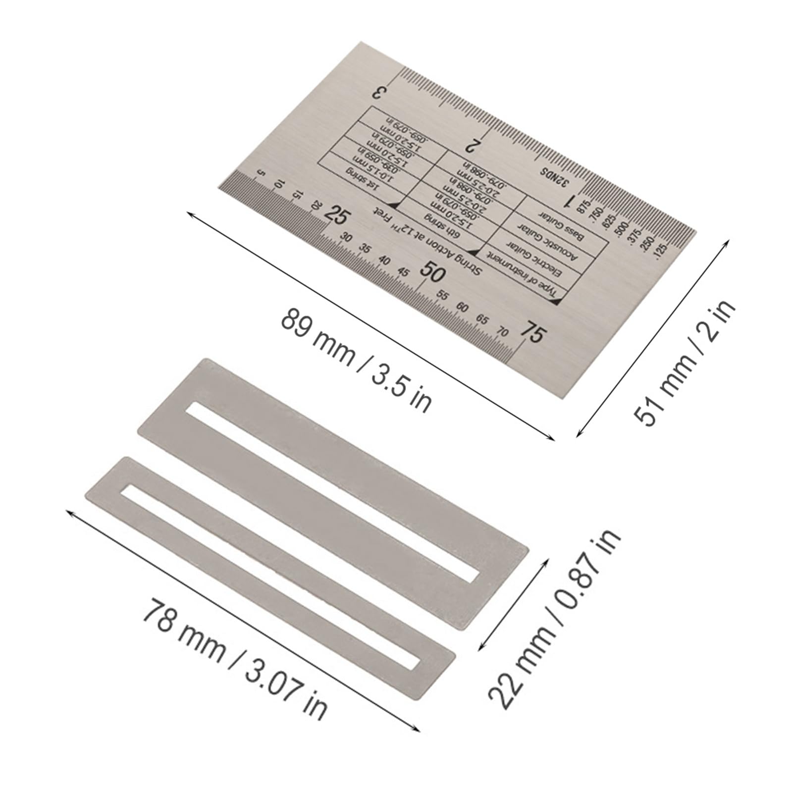 Universal Guitar String Gauge Measurement Tool with Fret Protectors, Ideal for Bass and Guitar Instruments