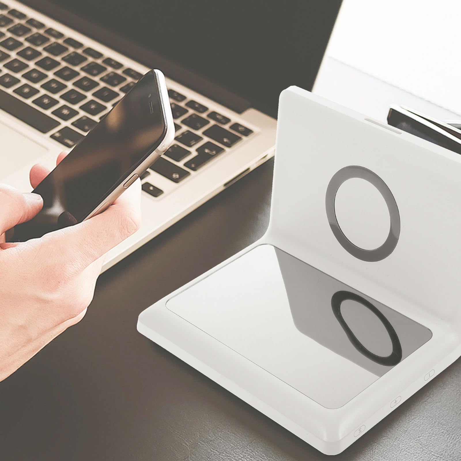 Cargador Inalámbrico para Teléfono Despertador, Tipo C, Blanco