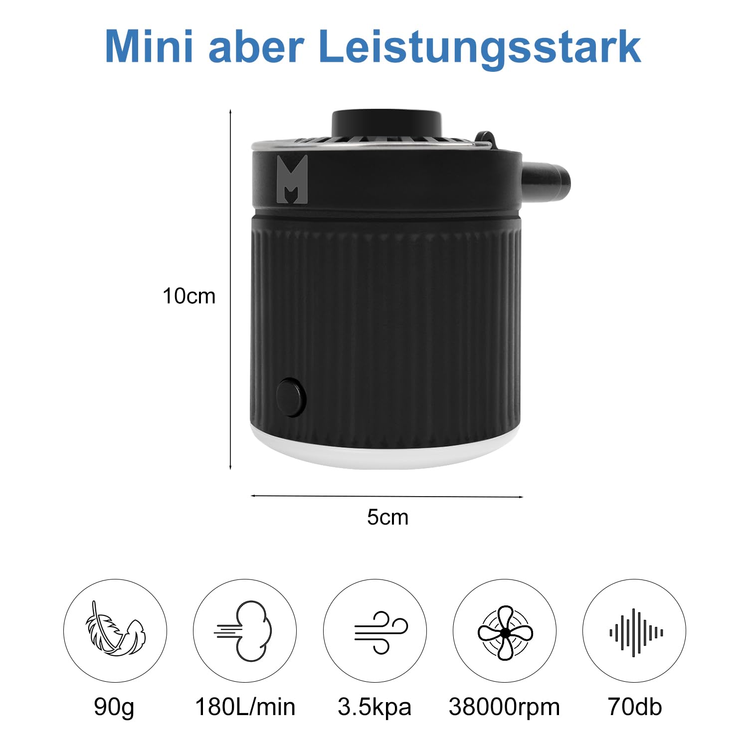 Pompa ad aria elettrica, mini pompa portatile multifunzione per gonfiare e deflate, con batteria ricaricabile e cavo USB C, per materassi ad aria