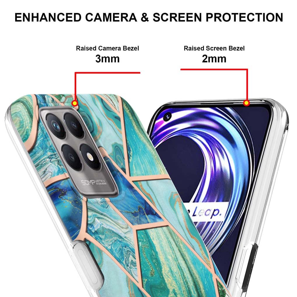 SEAHAI Cover per Realme 8i, Custodia Protettiva Ultra Sottile ed Elegante in Silicone TPU Flessibile, Glitter Modelli Colorful Cover Antiurto Case - Marmo Bianco