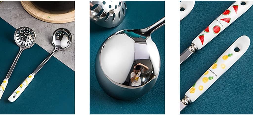 Tea Spoons Household Soup Spoon and Spoon Rice Spoon Hot Pot Soup Spoon Colander Long Handle Spoon 2 Pieces Ice Tea Spoons (Color : F) (B)