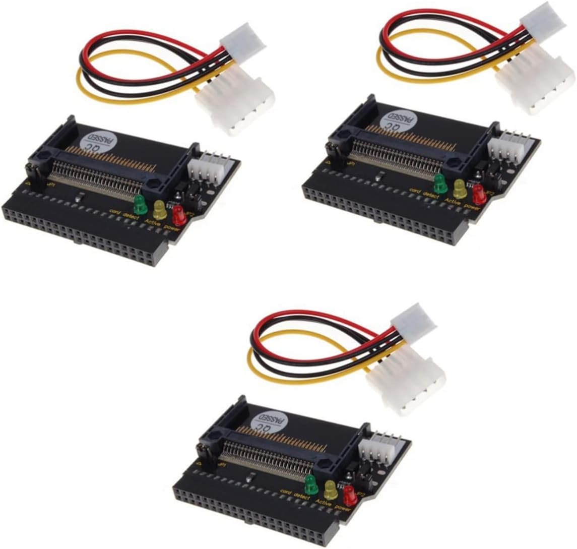 ibasenice 3pcs Compact Flash Adapter/ii to HDD 3 Led Indicator 50-pin Socket Power Connector