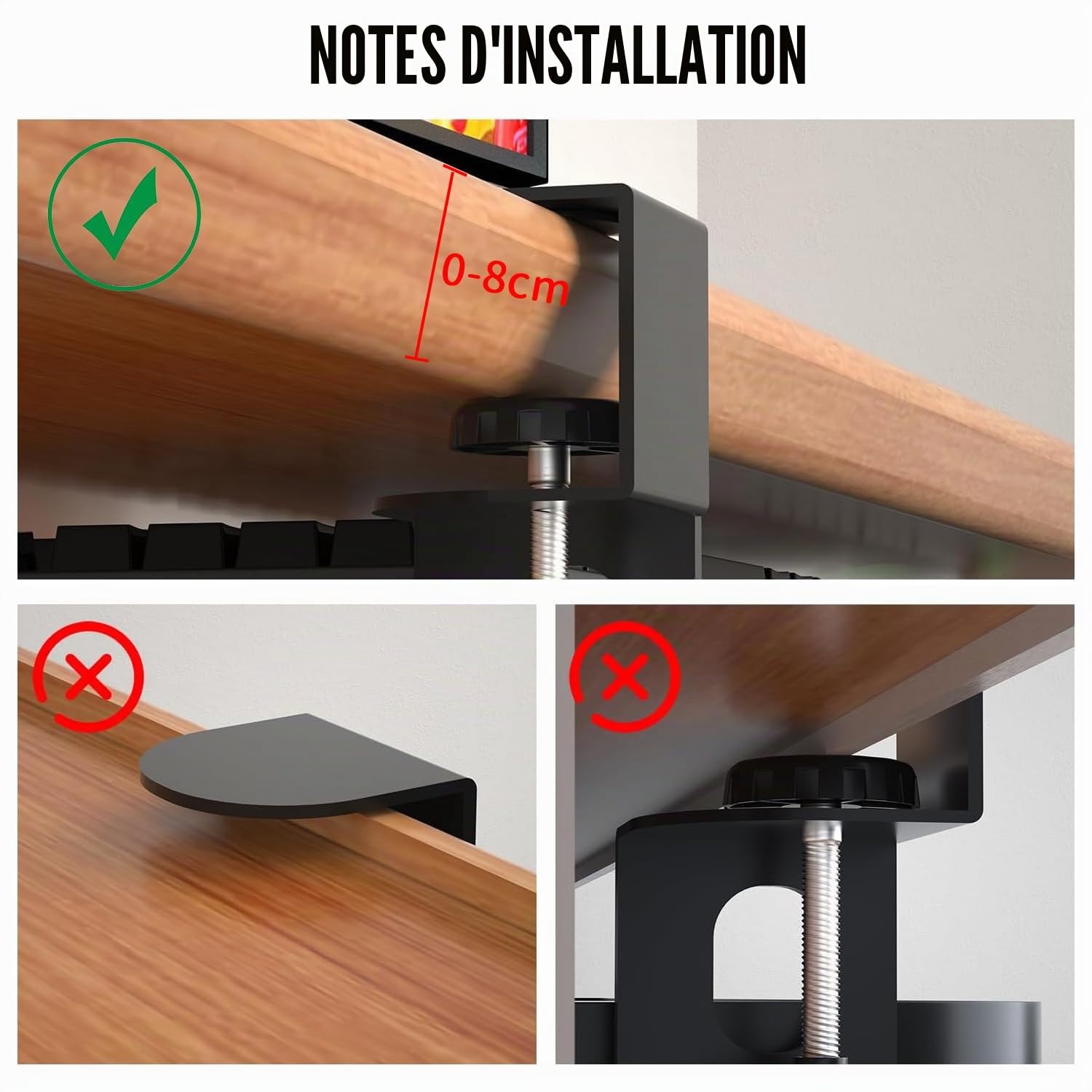 Extension de Bureau Pliable à 90° 52x25cm, Plateau d'extension Ergonomique, Rallonge pour Clavier, Installation sans Perçage, Extension Bureau Pratique (chêne - 52 x 25 cm)