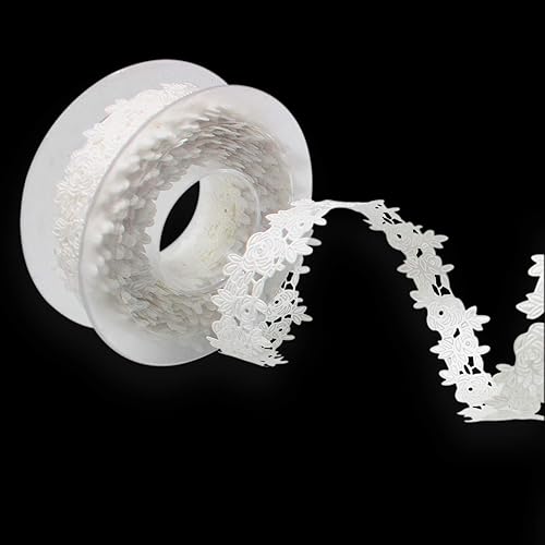 Miniatura 3 de Cinta en relieve de encaje blanco de 1 pulgada, 32.8 ft para manualidades, cintas de envoltura de ramo de regalos, decoración de bodas y fiestas