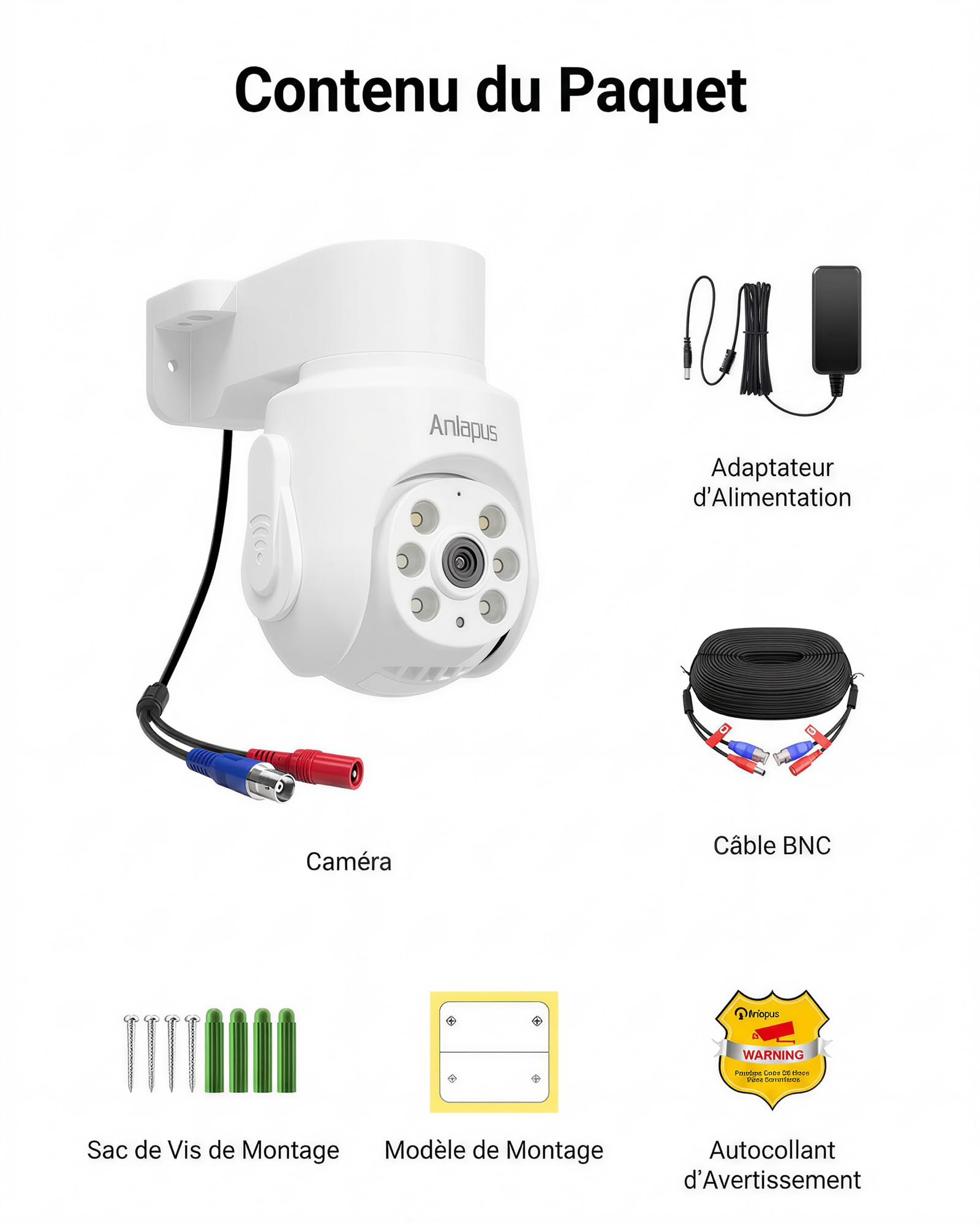 Anlapus Pack 1 Caméra de Surveillance 5MP pour Extérieure
