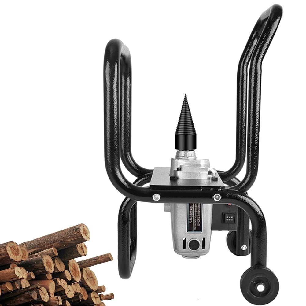 Fendeuse de bois électrique, 420 tr/min, perceuse automatique robuste, fendeuse de bûches, outil de fendage de bois avec support, diamètre de 200 mm, facile à transporter