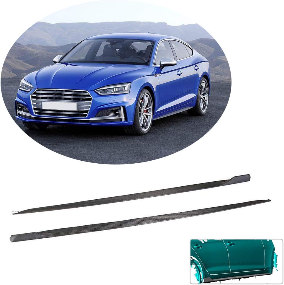 MCARCAR KIT Side Skirts fits Audi A5 B9 Sline S5 Sportback 2017-2019 Add-on Carbon Fiber CF Under Door Rocker Panels Valance Extension Lip
