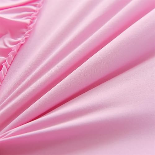 Miniatura 7 de Holawakaka Juego de edredón de 3 piezas con volantes en cascada rosa, tamaño individual, multicapa, con volantes, estilo shabby chic, para niñas y